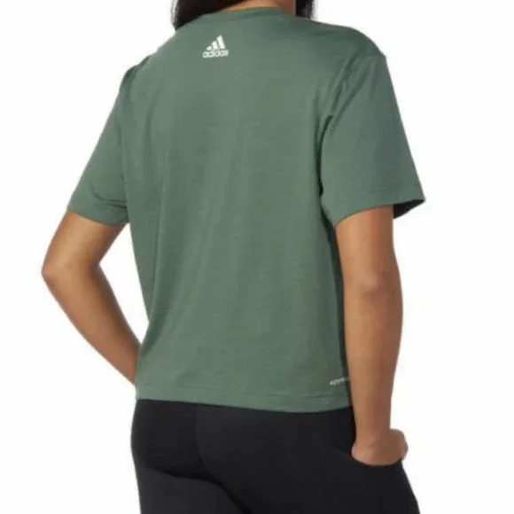 adidas Ladies' Logo Crop Tee NWT Green - Picture 3 of 4